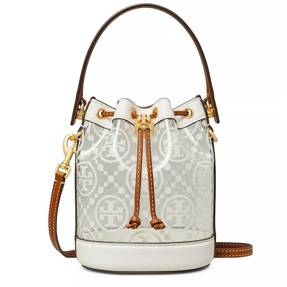 Tory Burch T Monogram Mini Clear Bucket Bag
